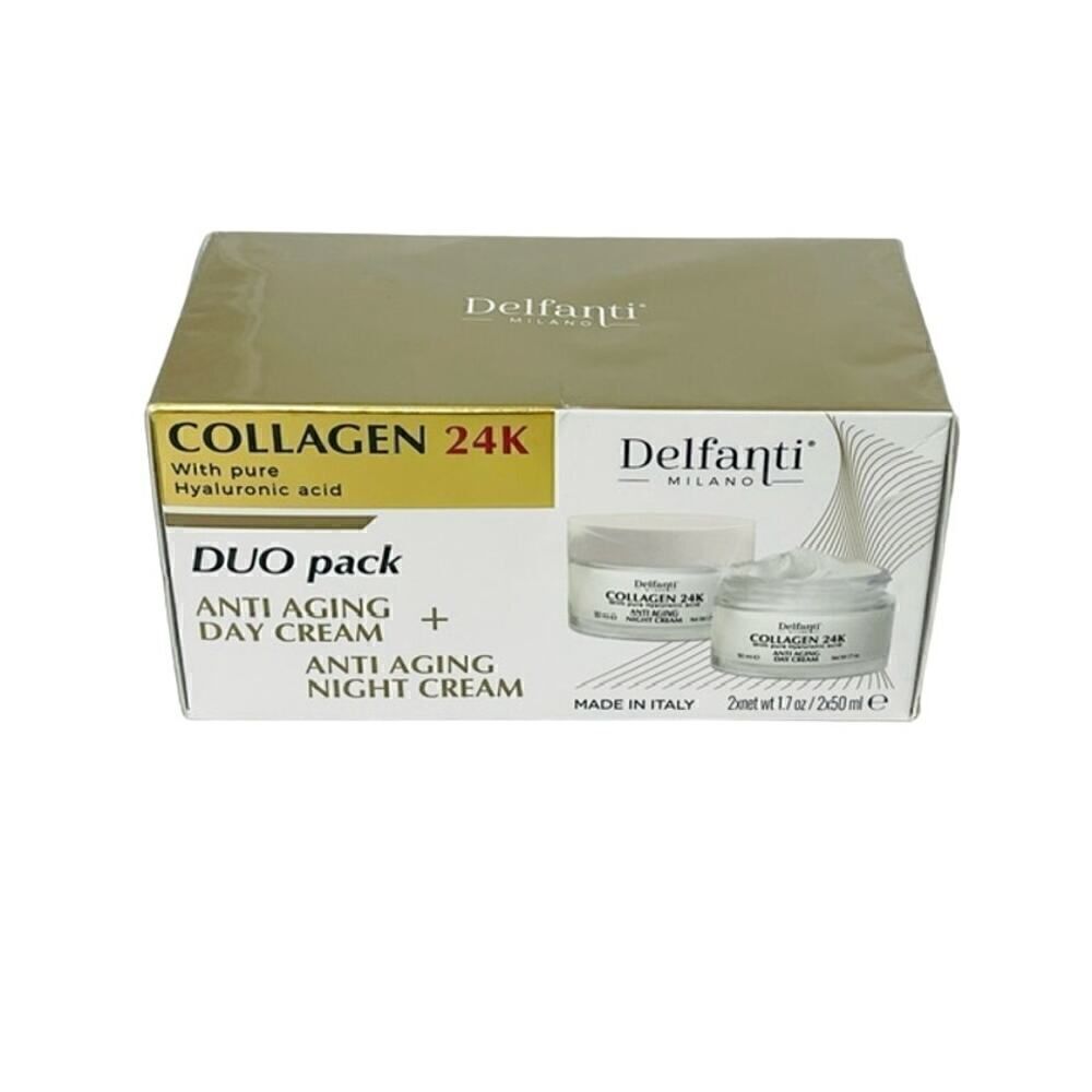 Delfanti Milano COLLAGEN 24K Anti-Aging DAY + NIGHT Cream DUO Pack NEW SEALED